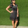 Vestido Encaje en contraste Liso Casual