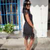 Vestido Encaje en contraste Liso Casual