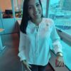Blusa elegante tiene volante fruncido con Lazo delantero (tela fría)